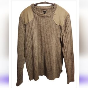 Patagonia Fog Cutter Sweater Men's Small Green Wool Blend Knit Shoulder Patches